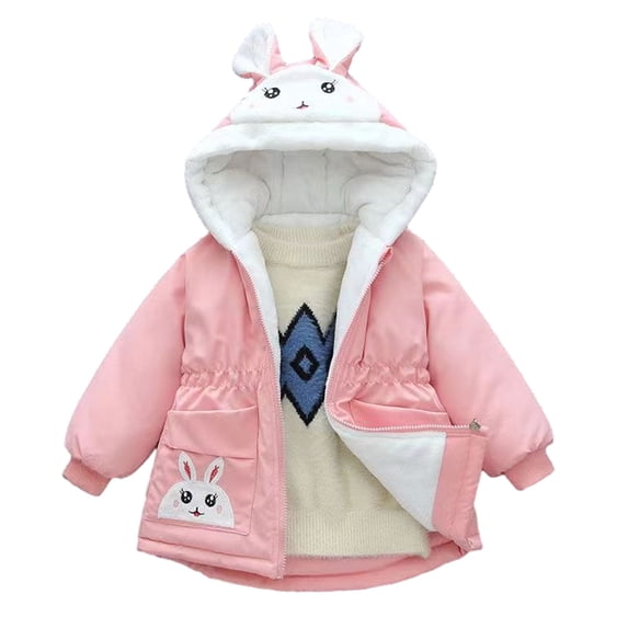 Chenyin Baby Toddler Winter Coats Fleece Jacket for Girls Boys Thickening Snowsuit Girls Boys Hooded Cotton Jacket Warm Outerwear Clothes for Kids 1- 8T