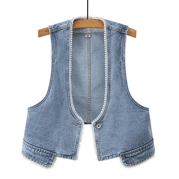 Chenyin Denim Vest for Women's Slim Sleeveless Jeans Waistcoat Jacket Womens Spring Fall Versatile Slim Top Size S-3 XL