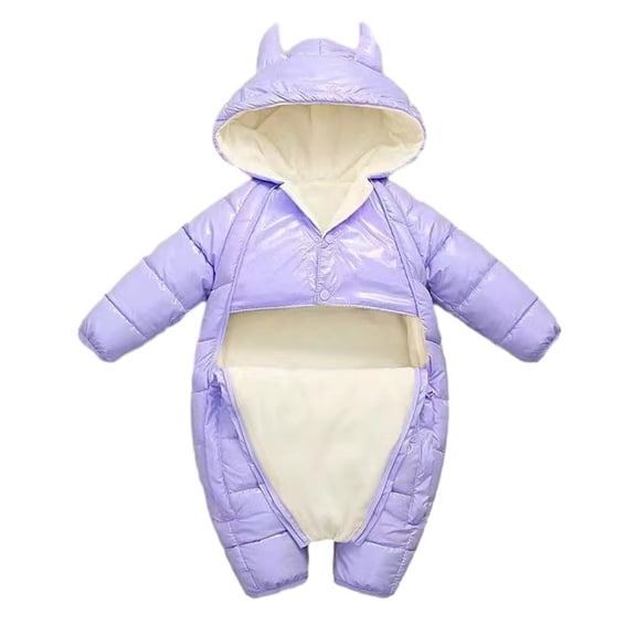 Chenyin Infant Toddler Winter Warm Onesies Jumpsuit for Boys Girls Hooded Thickened Bodysuit Baby Cotton Snowsuit Solid Color Romper Pajamas for 3 Months-3 Yearsrs
