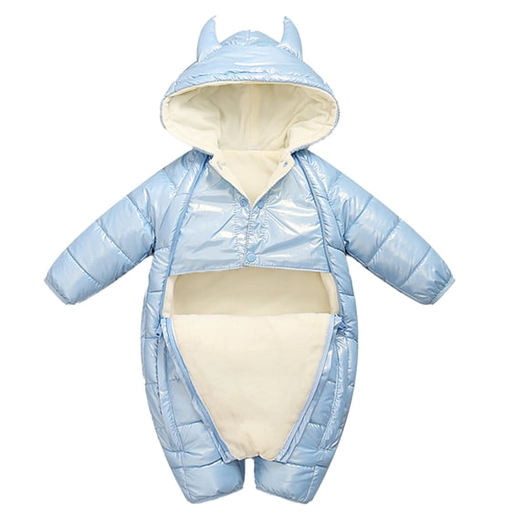 Chenyin Infant Toddler Winter Warm Onesies Jumpsuit for Boys Girls Hooded Thickened Bodysuit Baby Cotton Snowsuit Solid Color Romper Pajamas for 3 Months-3 Yearsrs