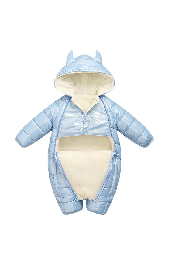 Infant Toddler Winter Warm Onesies Jumpsuit for Boys Girls Hooded Thickened Bodysuit Baby Cotton Snowsuit Solid Color Romper Pajamas for 3 Months-3 Yearsrs