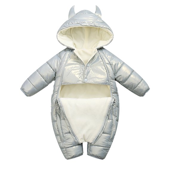 Chenyin Infant Toddler Winter Warm Onesies Jumpsuit for Boys Girls Hooded Thickened Bodysuit Baby Cotton Snowsuit Solid Color Romper Pajamas for 3 Months-3 Yearsrs
