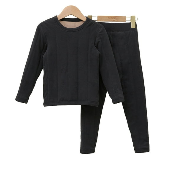 Chenyin Kids Baby Boys Girls Thermal Underwear Set for 3-12 Years Fall Winter Warm Crewneck Fleece Thermal Top and Bottom 2PCS Outfit