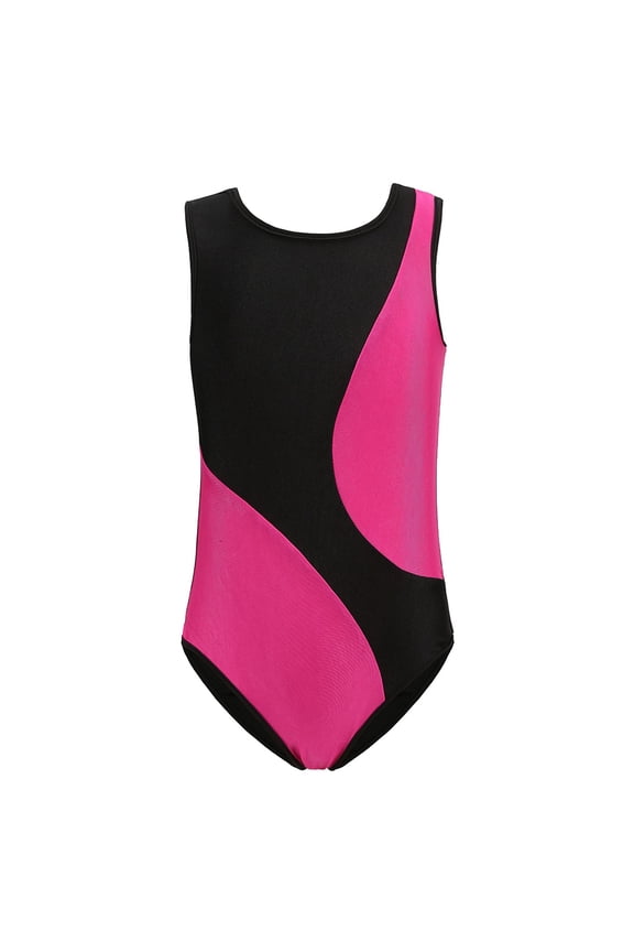 Kids Baby Girls Stretch Gymnastics Leotards Sleeveless Biketard Dance Costumes 3-14 Years Teen Spring Summer Stripe Print Dance Outfit for Girls