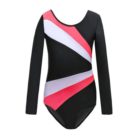 Chenyin Kids Baby Stretch Gymnastics Leotards for Girls Long-Sleeved Biketard Dance Costumes Teen Spring Summer Dance Outfit 3-14T