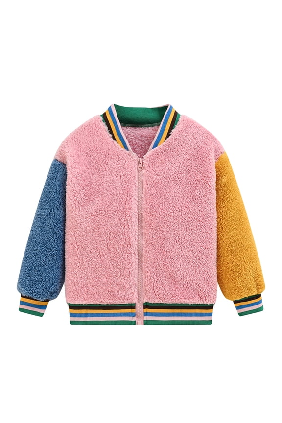 Kids Toddler Baby Boys Girls Baseball Jackte Varsity Style Jacket Colorblocking Baseball Coats Warm Cardigan Fall Winter for 9 Months-6 Years