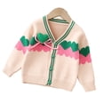 thumbnail image 1 of Chenyin Little Girls Sweater Cardigan for Toddler Kids Knitwear Tops Jacket Fall Winter Peach Heart Baby Knit Sweater Cardigan Coats 1-7 Years Old, 1 of 8