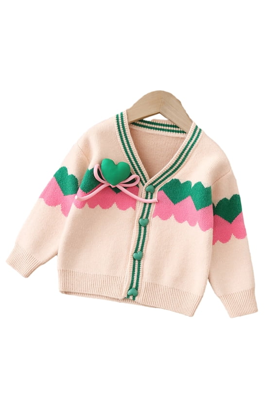 Little Girls Sweater Cardigan for Toddler Kids Knitwear Tops Jacket Fall Winter Peach Heart Baby Knit Sweater Cardigan Coats 1-7 Years Old