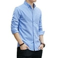thumbnail image 1 of Chenyin Men's Oxford Shirts Casual Long Sleeve Blouses Tops Spring Fall Button up Dress Shirts with Pocket for Mens M-5XL, 1 of 8