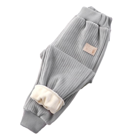 Chenyin Newborn Baby Fleece Sweatpants for Boys Girls Solid Color Padded Jogger Pants 9M-7T Unisex Fall Winter Warm Trousers for Kids