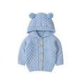 thumbnail image 1 of Chenyin Newborn Boys Girls Hooded Sweaters Cardigan for Baby Toddler Unisex Solid Color Knitting Tops Fall Winte Button Knit Coat Outwear Jacket for 3M-2T, 1 of 9