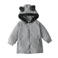 thumbnail image 1 of Chenyin Newborn Toddler Winter Ears Hooded Jacket Girls Boys Plush Zipper Trench Coat Kids Long-Sleeved Thickened Windbreaker Jacket Tops Solid Color Warm Outerwear for 9 Months-6 Years, 1 of 9