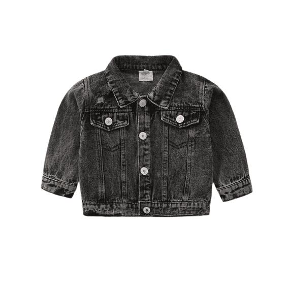 Chenyin Toddle Kids Boys Girls Denim Jacket Long Sleeves Jeans Coats Baby Cotton Casual Cowboy Spring Fall Short Outerwear for Unisex 3M-6T