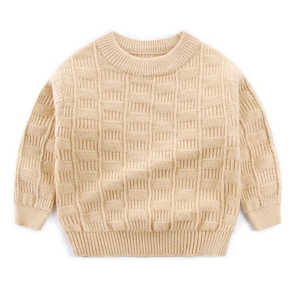 Chenyin Toddler Baby Boys Girls Knit Pullover Sweater for 2-8 Years Unisex Thick Warm Knit Tops Solid Colors Fall Winter Jumper Jacket for Kids