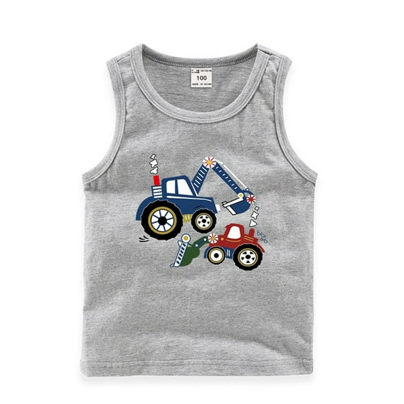 Chenyin Toddler Baby Boys Summer Tanks Soft Cotton Sleeveless Tops Cartoon Printing Undershirts for Kids 1-8 Years