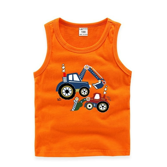 Chenyin Toddler Baby Boys Summer Tanks Soft Cotton Sleeveless Tops Cartoon Printing Undershirts for Kids 1-8 Years