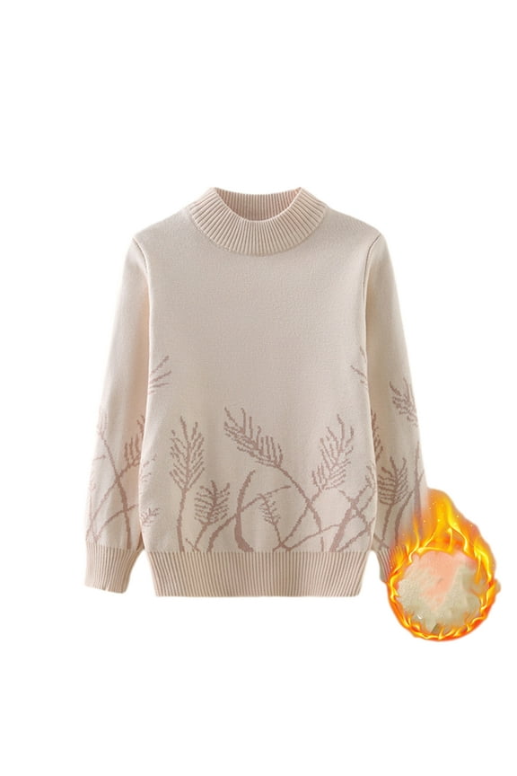 Toddler Baby Girls Boys Fleece Sweater Crewneck Long Sleeve Knitted Pullover Tops Fall Winter Printing Jumper for Kids 2-13 Years