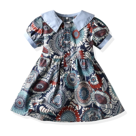 Chenyin Toddler Baby Girls Dresses Summer Bubble Sleeve Princess Dress Newborn Casual Sweetheart Sundress for Girls Size 3M -4T