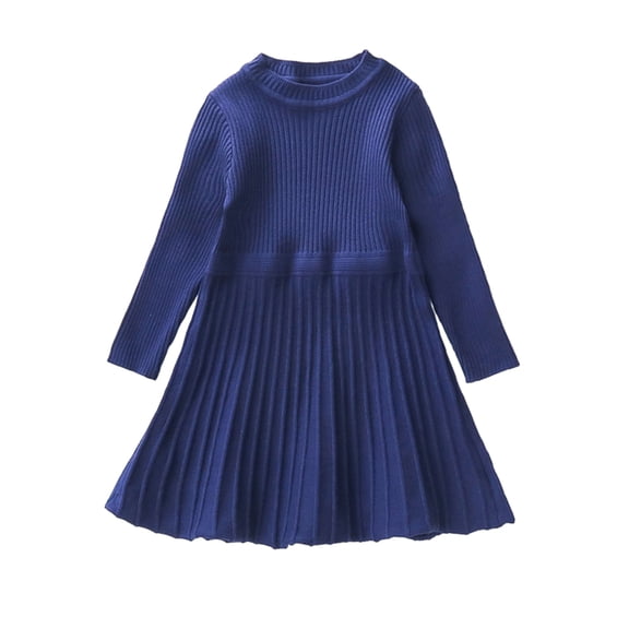 Chenyin Toddler Baby Girls Knitted Sweater Dress Warm Ruffle Knitted Princess Dresses Little Girls Fall Winter Crewneck Sundress for Kids 1-9 Years