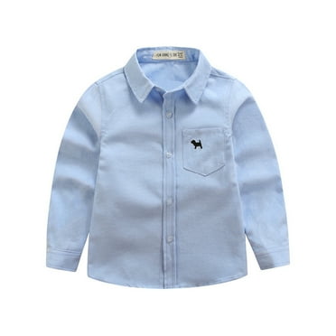 Chenyin Toddler Kids Boys Dress Shirt Long Sleeve Shirt Baby Button Lapel Blouses Tops Spring Fall Casual Shirts with Chest Pocket for Boys 3-14T