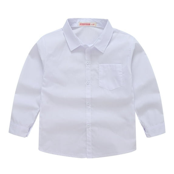 Chenyin Toddler Kids Boys Girls Dress Shirt Long Sleeve Button Shirt Unisex Solid Color Casual Blouses Tops for 4-12 Years