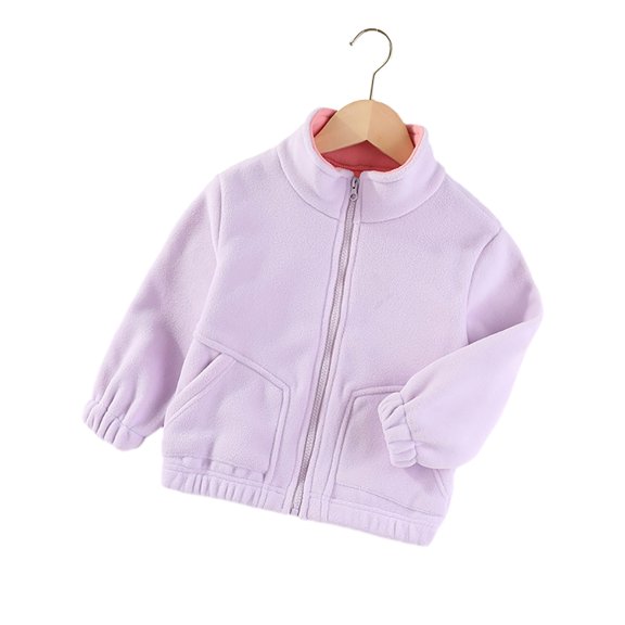 Chenyin Toddler Kids Girls Boys Fleece Sweatshirt Jacket Baby Zipper Double Sided Velvet Coat Fall Winter Warm Solid Color Outwear Tops for Girls 3-12 Years