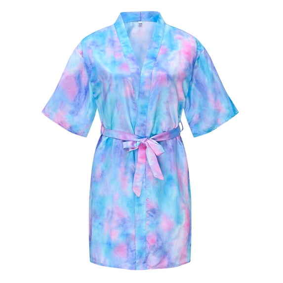 Chenyin Toddler Kids Girls Boys Silk Stain Robe V-Neck Soft Bathrobe Teen Spring Summer Night-Robe Pajamas Sleepwear for 2-14 Years