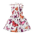 thumbnail image 1 of Chenyin Toddler Kids Girls off Shoulder Dress Baby Sleeveless Spaghetti Straps Beach Dresses A-Line Cotton Printed Sundress for Girls 1-5T, 1 of 9