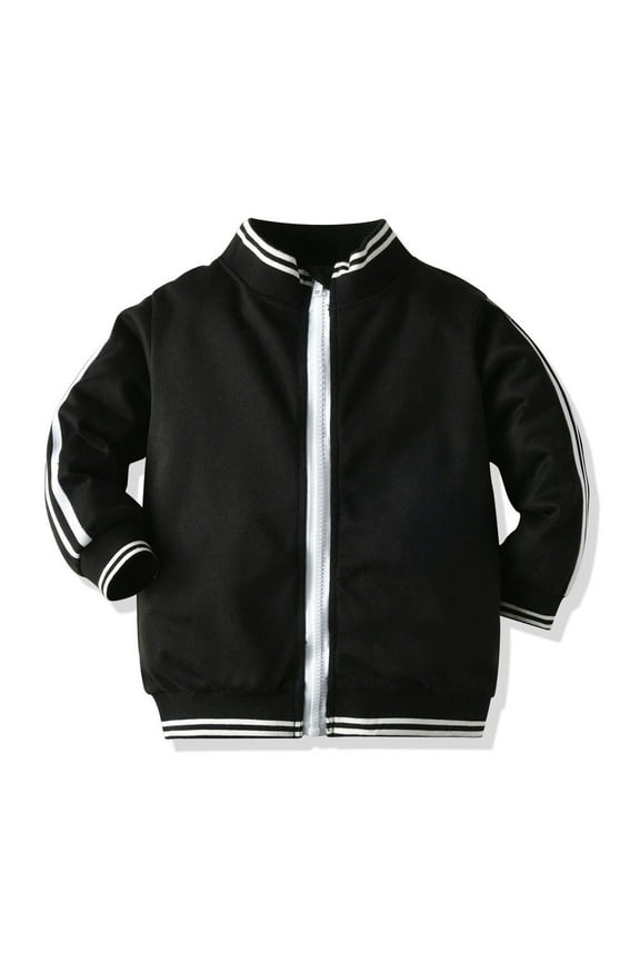 Toddler Kids Spring Fall Jacket for Boys Solid Color Sports Wind Jacket Baby Cotton Casual Zipper Outerwear for 1-6 Years Old