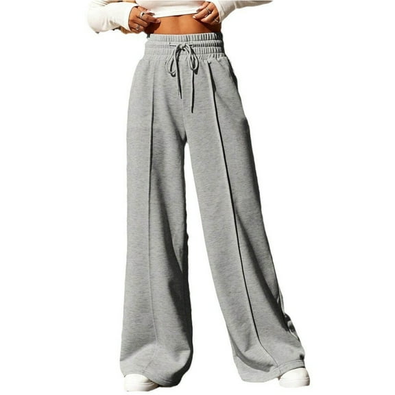 Chenyin Wide Leg Sweatpants for Women Casual Elastic Waist Jogger Pants Women's Yoga Dance Trousers Summer Loose Sweat Pants with Pockets S-2XL