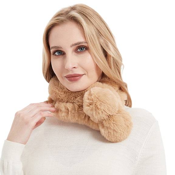 Chenyin Women's Fall Winter Fashion Scarf Thickening Warm Wool Ball Scarf Womens Solid Color Plush Scarves