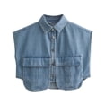 thumbnail image 1 of Chenyin Women's Sleeveless Denim Shirt Summer Solid Color Big Pockets Jeans Shirt Womens Button Cardigan Tops S-L, 1 of 9