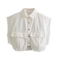 thumbnail image 1 of Chenyin Women's Sleeveless Denim Shirt Summer Solid Color Big Pockets Jeans Shirt Womens Button Cardigan Tops S-L, 1 of 9