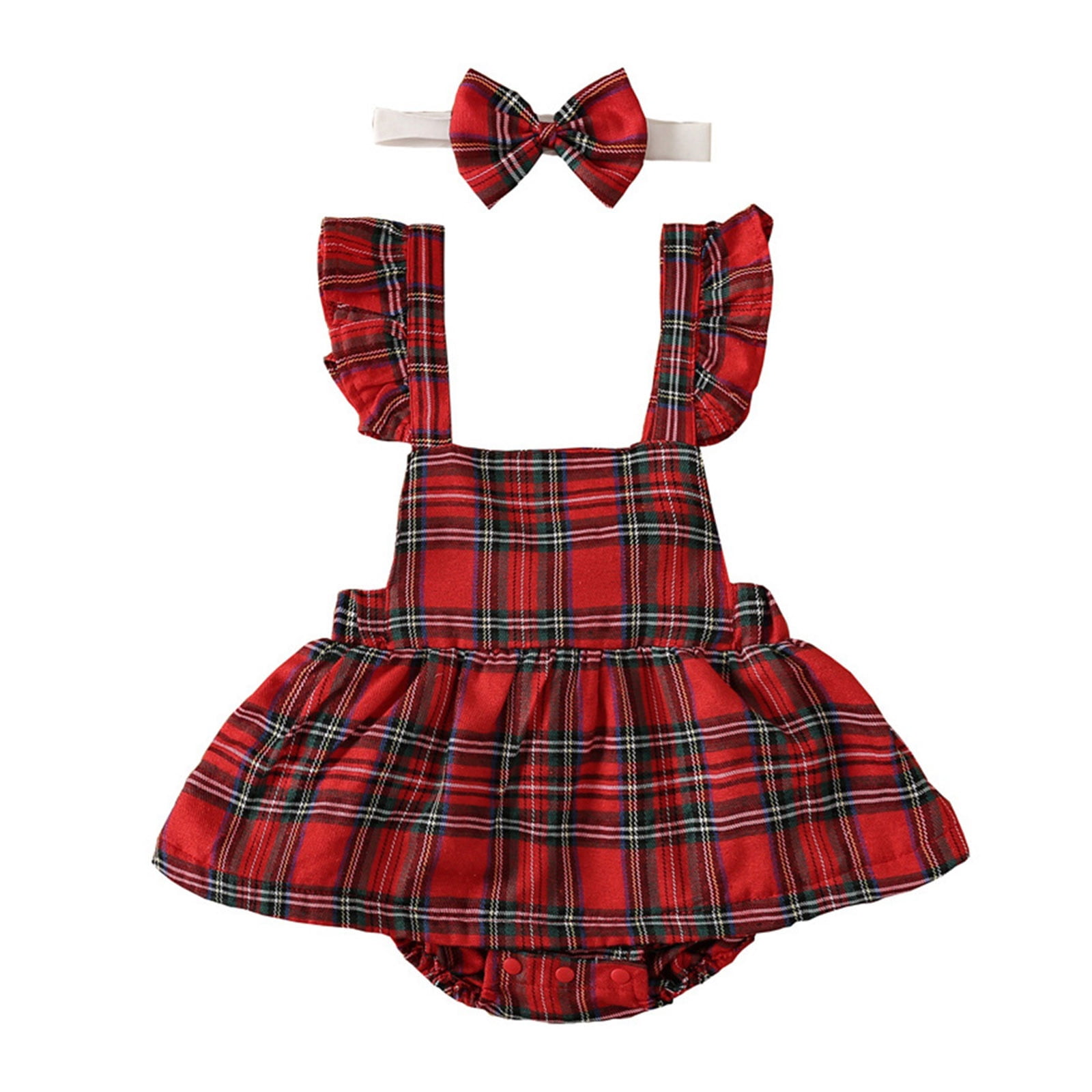 Chenyuanyuan Baby Girl Onesies Baby Girl Christmas Dress Ruffle Buffalo