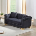 thumbnail image 1 of ChenyueFurn 62" Velvet Chesterfield Loveseat with Rolled Arms,Black+Blue, 1 of 11