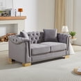 thumbnail image 1 of ChenyueFurn 62" Velvet Chesterfield Loveseat with Rolled Arms,Grey, 1 of 11