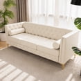 thumbnail image 1 of ChenyueFurn 78.5" Faux Leather 3-Seater Sofa with Gold Legs,White, 1 of 11