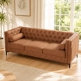 thumbnail image 1 of ChenyueFurn 78.5" Faux Leather 3-Seater Sofa with black Legs,Brown, 1 of 11