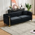 thumbnail image 1 of ChenyueFurn 81" Chesterfield Velvet Tufted Sofa with Gold Stainless Steel Legs,Black, 1 of 9