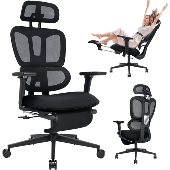 ChenyueFurn Mesh Back Computer Chair, Dynamic Lumbar Support, Sponge Cushion,Black