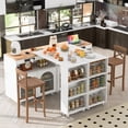 thumbnail image 1 of ChenyueFurn Rolling Kitchen Island with Extendable Table, LED & Power Outlet,White, 1 of 11