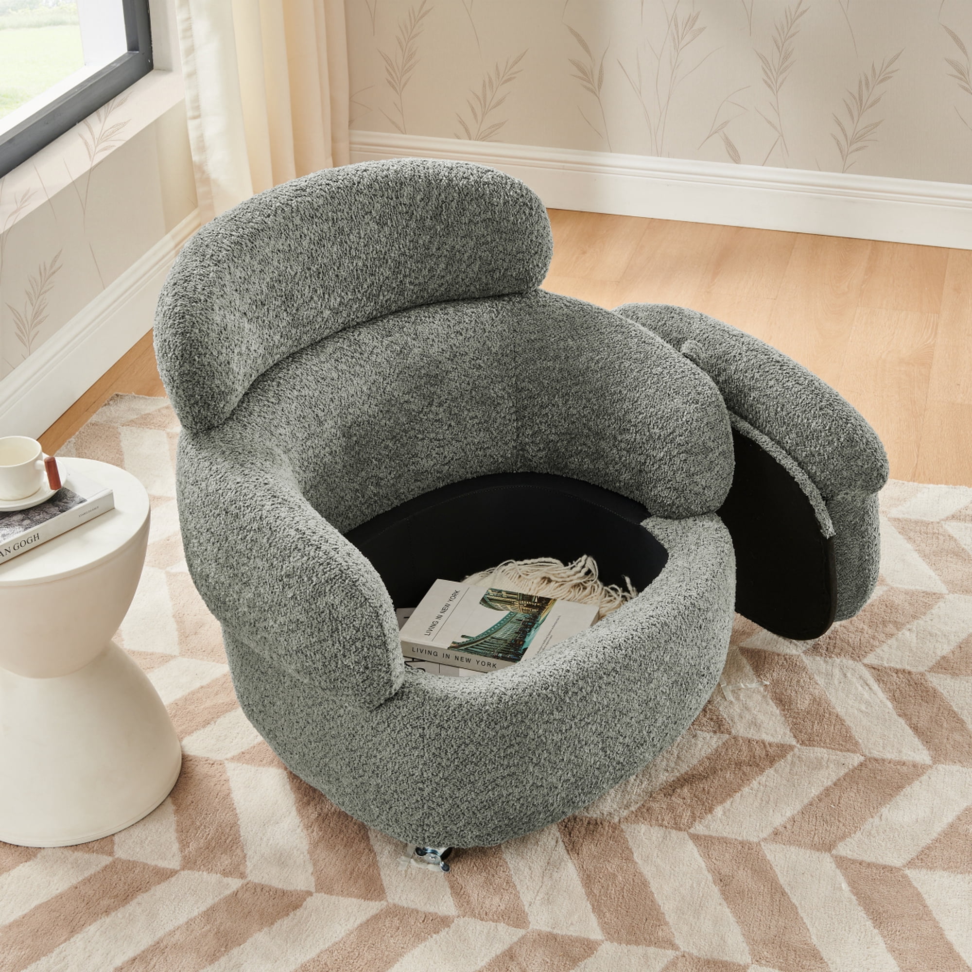 ChenyueFurn Swivel Storage Chair with Casters for Living Room,Dark Gray ...