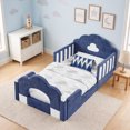 thumbnail image 1 of ChenyueFurn Twin Cloud Bed, Solid Wood Frame with Safety Guardrails,Blue, 1 of 12