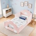 thumbnail image 1 of ChenyueFurn Twin Cloud Bed, Solid Wood Frame with Safety Guardrails,Pink, 1 of 12