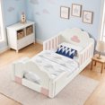 thumbnail image 1 of ChenyueFurn Twin Cloud Bed, Solid Wood Frame with Safety Guardrails,White, 1 of 12