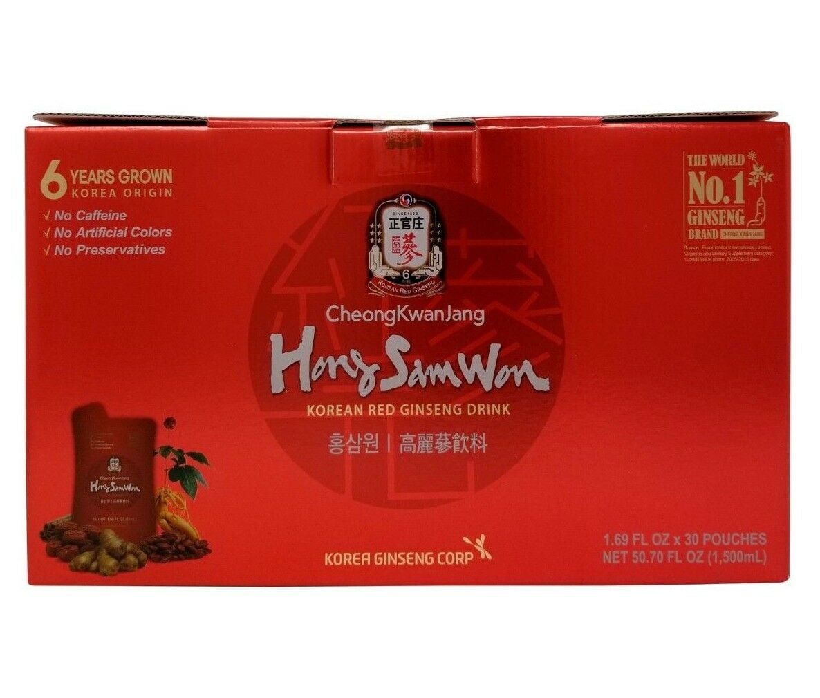 Hong Sam Won Korean Red Ginseng Cheong Kwan Jang Korean Red Ginseng Drink Hong Sam Won 30 Pouches 50.7