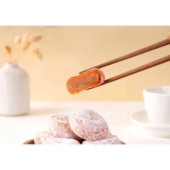 Cheongdo Soft Persimmon Rice Cake, Korean Glutinous Rice Mochi Dessert with Persimmon Filling, 60g x 6 Pieces
