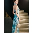 thumbnail image 1 of Cheongsam Women Sexy Backless Dress Sleeveless Floral Vintage Dress Long Qipao S to 5XL, 1 of 7