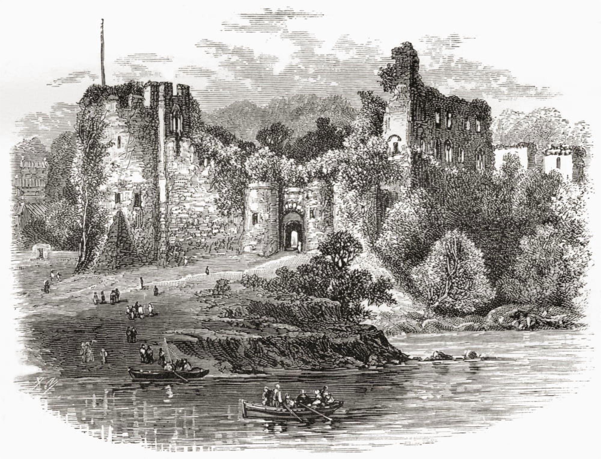 Chepstow Castle Chepstow Monmouthshire Wales Seen From The River Wye In The Late 19Th Century From Our Own Country Published 1898 Canvas Art - Ken Welsh Design Pics (16 x 12)
