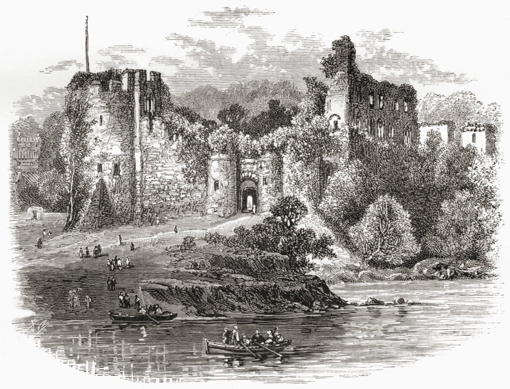Chepstow Castle Chepstow Monmouthshire Wales Seen From The River Wye In The Late 19Th Century From Our Own Country Published 1898 Canvas Art - Ken Welsh Design Pics (32 x 24)